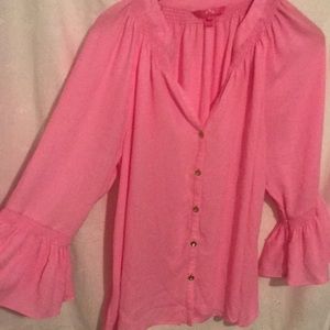 Lilly Pulitzer pink 3/4 sleeve blouse XL